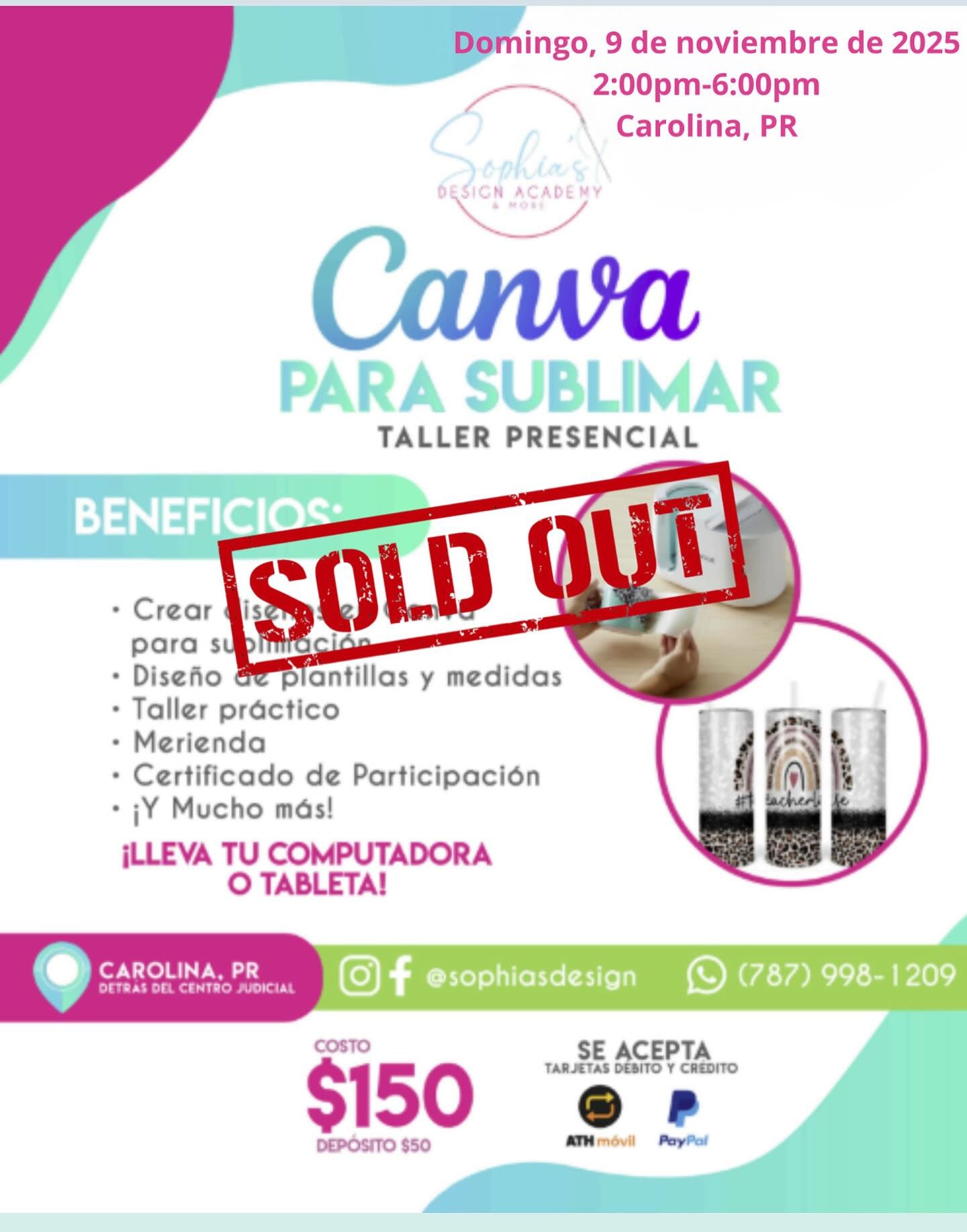 Taller Canva para Sublimar - Doming 9 de noviembre de 2025 (2:00 p.m. - 6:00 p.m.)