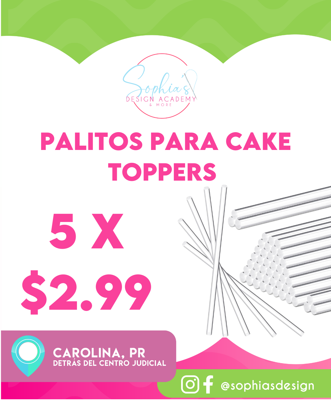 Palitos acrilicos para cake toppers