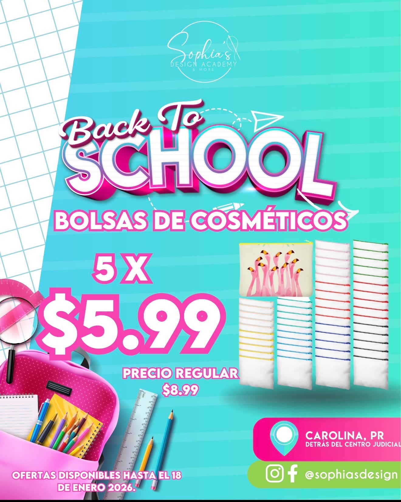 OFERTA BOLSAS COSMÉTICOS 5x $5.99