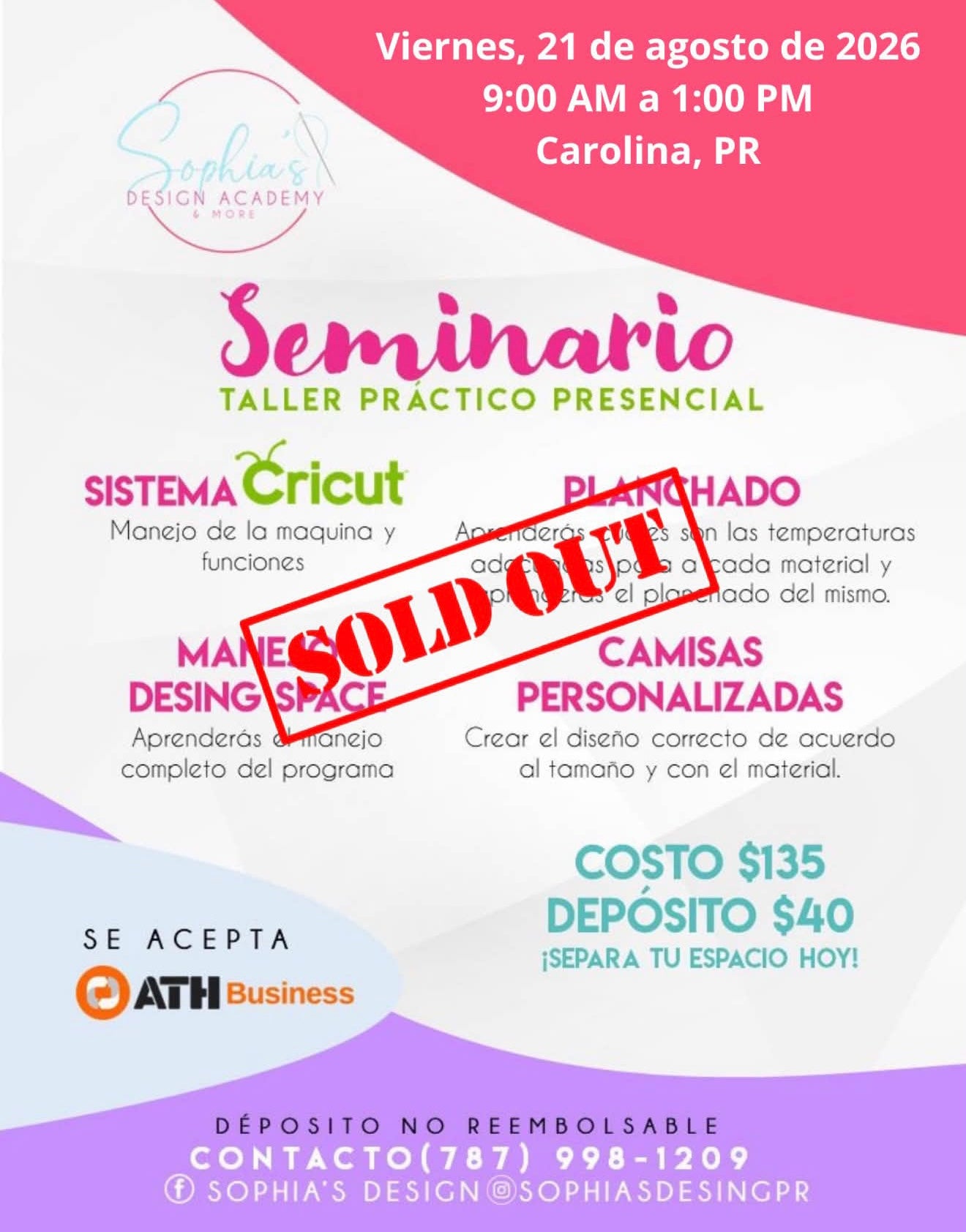 Taller Básico Cricut Práctico Presencial - Viernes 21 de agosto de 2026 (9:00a.m. a 1:00p.m.)