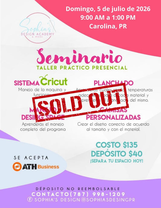 Taller Básico Cricut Práctico Presencial - Domingo 5 de julio de 2026 (9:00am a 1:00pm)