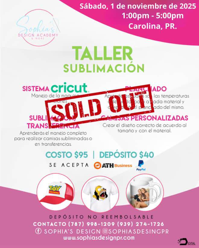 Taller Sublimación - Sábado 1 de noviembre de 2025 (1:00p.m. - 5:00p.m.)
