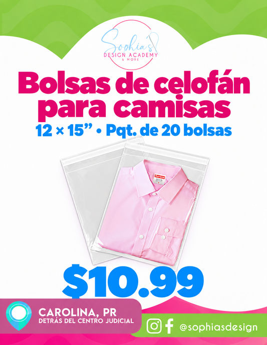 Bolsas Plasticas 12x15 "Entregar camisas" Papel Celofan.