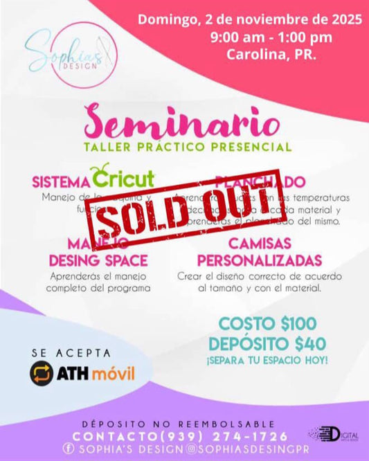 Taller Básico Cricut Práctico Presencial - Domingo 2 de noviembre de 2025 (9:00a.m. - 1:00p.m.)