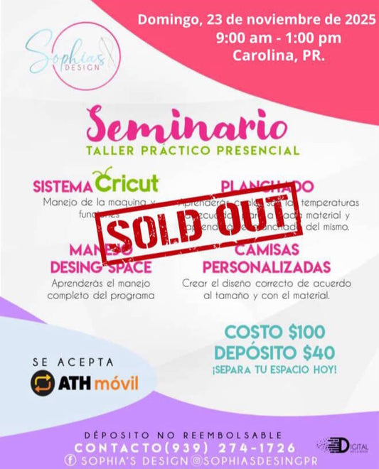 Taller Básico Cricut Práctico Presencial - Domingo 23 de noviembre de 2025 (9:00a.m. - 1:00p.m.)