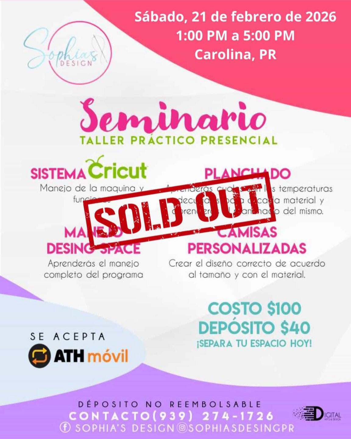 Taller Básico Cricut Práctico Presencial - Sábado 21 de febrero de 2026 (1:00 pm a 5:00 pm)