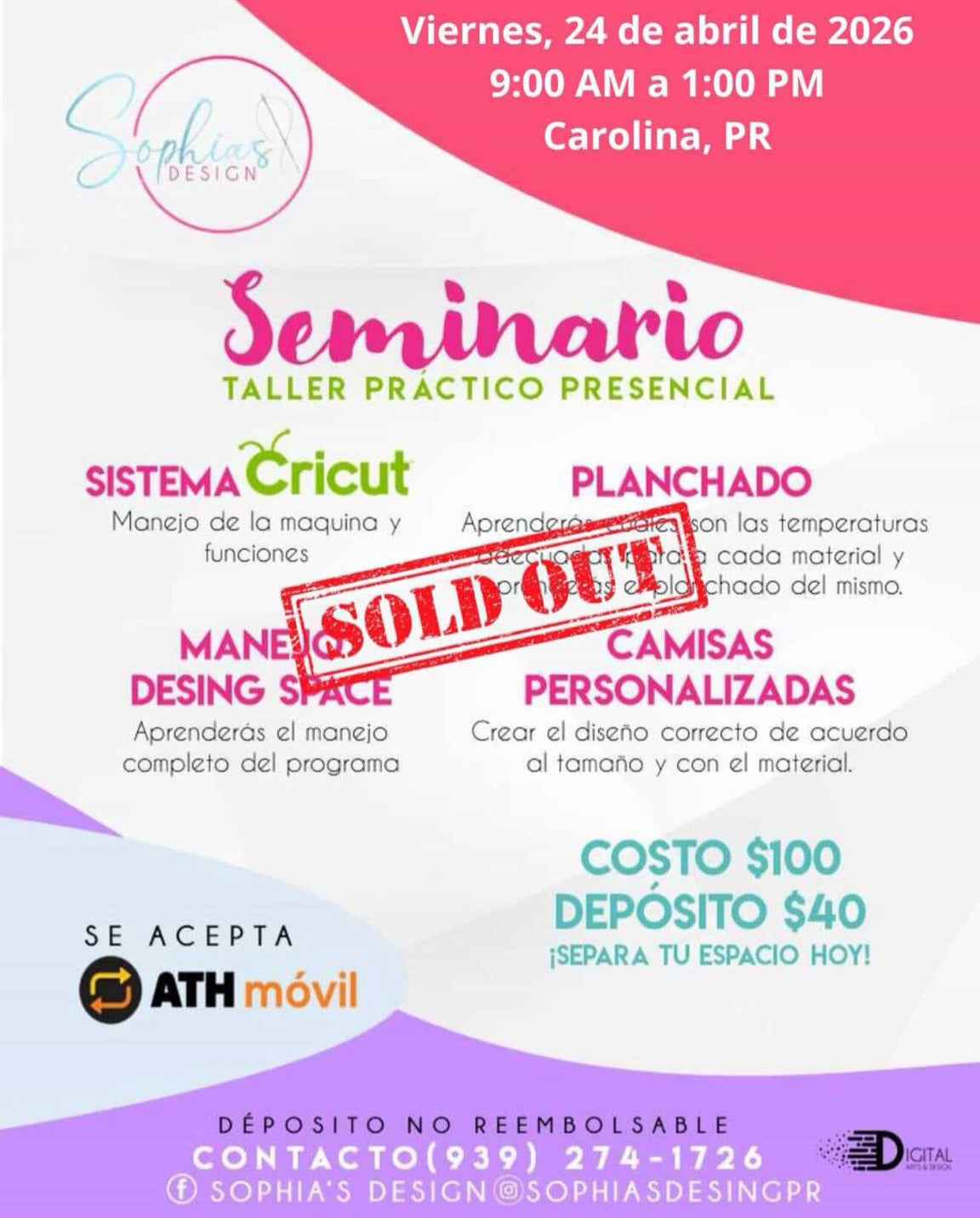 Taller Básico Cricut Práctico Presencial - Viernes 24 de abril de 2026 (9:00 am a 1:00 pm)