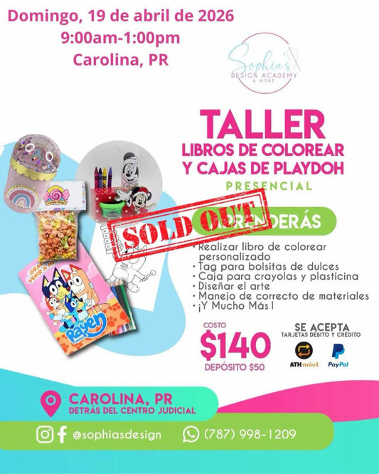 Taller Libros de Colorear y Cajas de Playdoh - Domingo 19 de abril de 2026 (9:00 am a 1:00 pm)