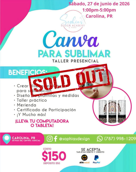 Taller Canva para Sublimar - Sábado 27 de junio de 2026 (1:00 p.m. - 5:00 p.m.)