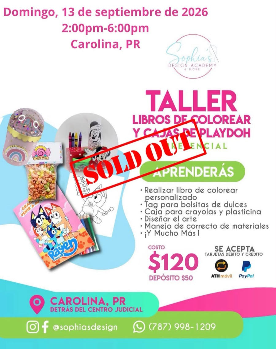 Taller Libros de Colorear y Cajas de Playdoh - Domingo 13 de septiembre de 2026 (2:00pm a 6:00pm)