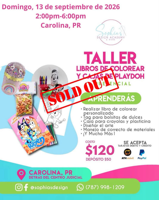 Taller Libros de Colorear y Cajas de Playdoh - Domingo 13 de septiembre de 2026 (2:00pm a 6:00pm)