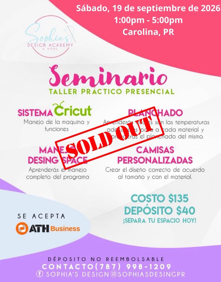 Taller Básico Cricut Práctico Presencial - Sábado 19 de septiembre de 2026 (1:00p.m. a 5:00pm.)