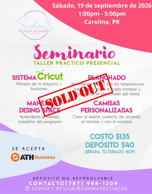 Taller Básico Cricut Práctico Presencial - Sábado 19 de septiembre de 2026 (1:00p.m. a 5:00pm.)