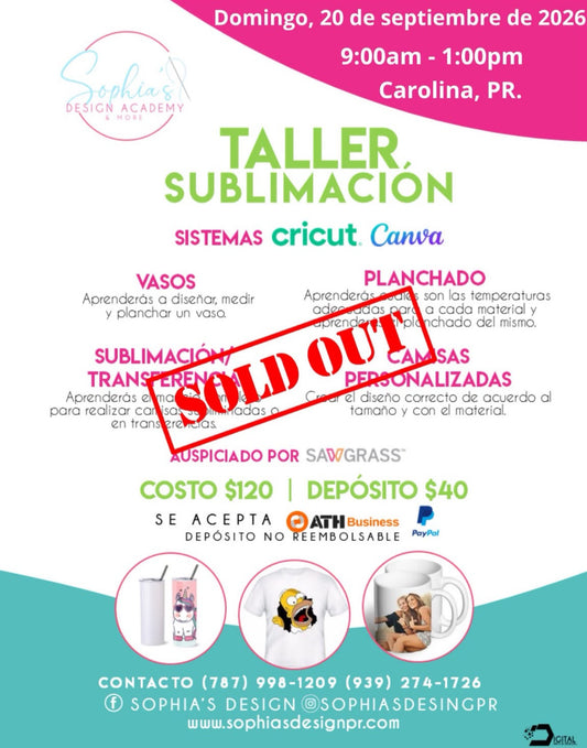 Taller Sublimación - Domingo 20 de septiembre de 2026 (9:00a.m. a 1:00p.m.)