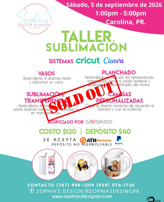 Taller Sublimación - Sábado 5 de septiembre de 2026 (1:00p.m. a 5:00p.m.)