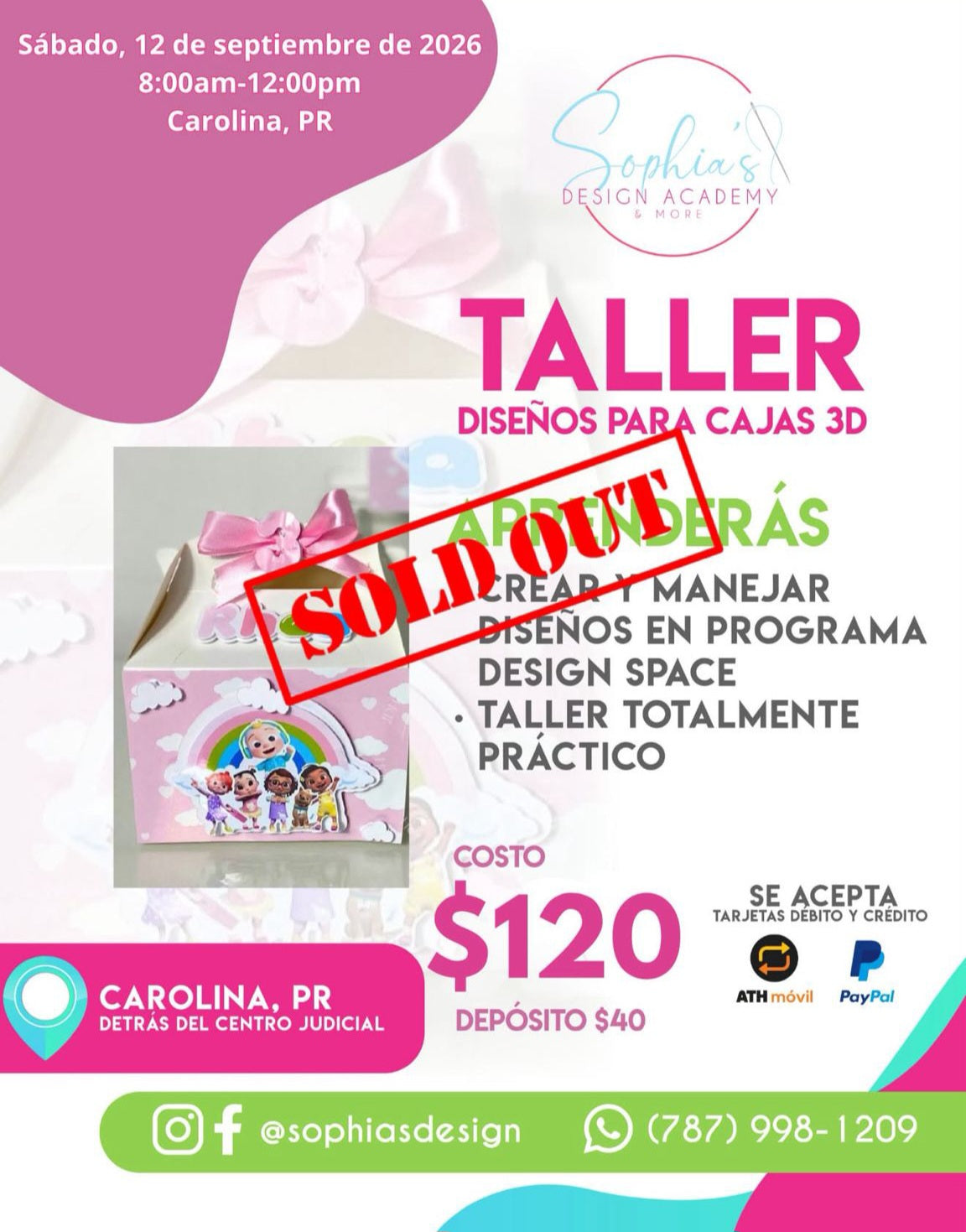 Taller Diseños para Cajas 3D - Sábado 12 de septiembre de 2026 (8:00pm - 12:00pm)
