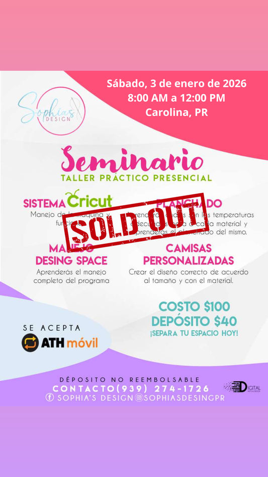 Taller Básico Cricut Práctico Presencial - Sábado 3 de enero de 2026 (8:00a.m. - 12:00p.m.) (Copy)