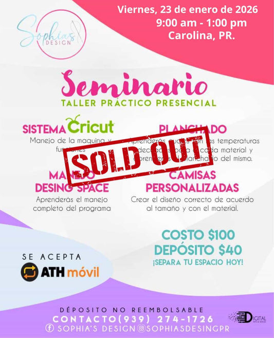 Taller Básico Cricut Práctico Presencial - Viernes 23 de enero de 2026 (9:00a.m. - 1:00p.m.)