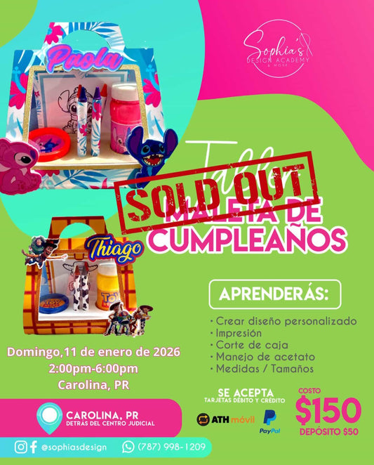 Taller Maleta de Cumpleaños - Domingo 11 de enero de 2026 (2:00 p.m. - 6:00 p.m.)
