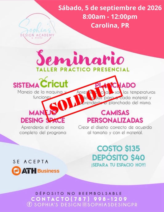 Taller Básico Cricut Práctico Presencial - Sábado 5 de septiembre de 2026 (8:00a.m. a 12:00p.m.)