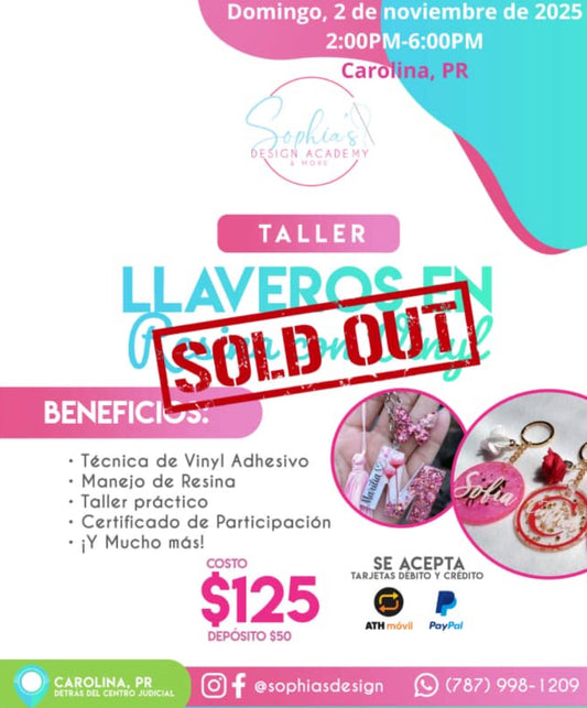 Taller Llaveros en Resina con Vinyl -Domingo 2 de noviembre de 2025 (2:00 p.m. - 6:00p.m.)