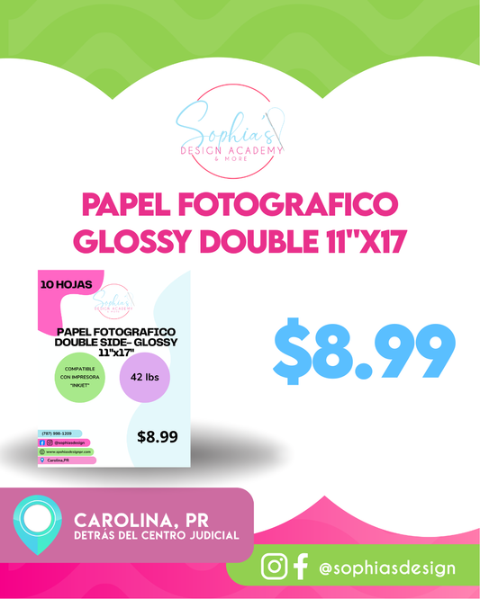 Papel Fotografico Glossy double 11"x17 42 lb