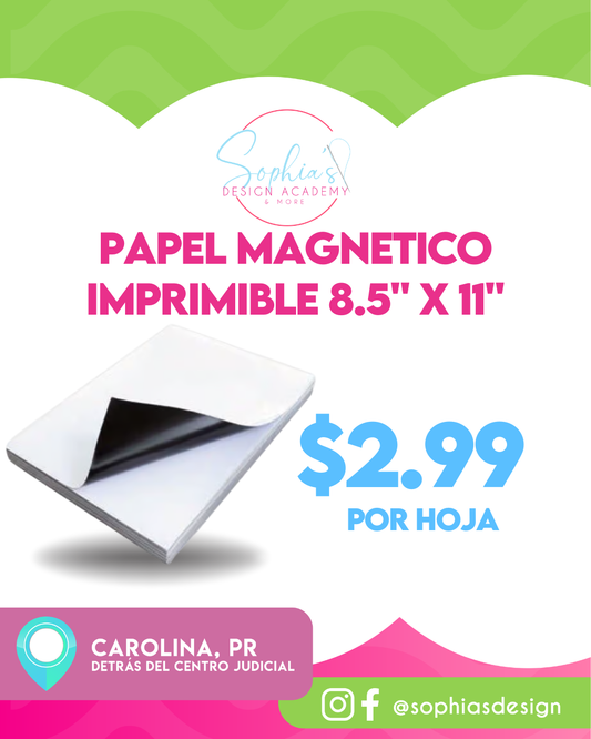 papel magnetico imprimible 8.5" x 11"