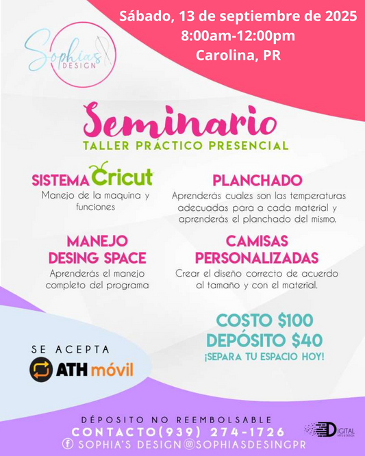 Taller Básico Cricut Práctico Presencial - Sábado 13 de septiembre de 2025 (8:00a.m. - 12:00p.m.)