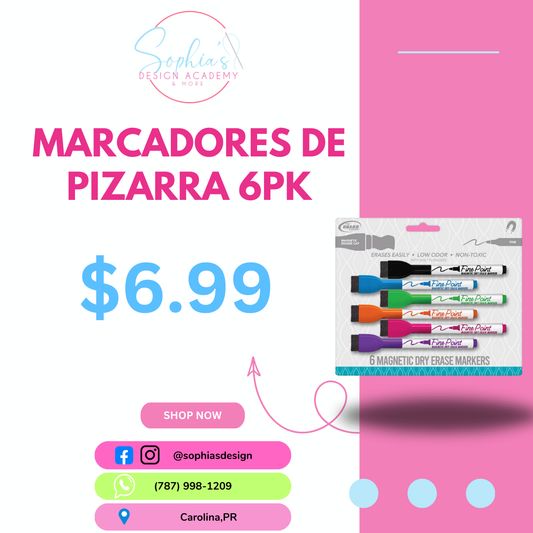 Marcadores de Pizarra 6PK