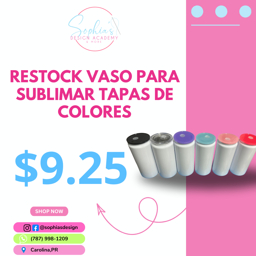 Vaso para sublimar tapas de colores