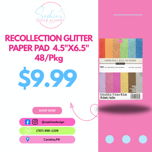 RECOLLECTION GLITTER PAPER PAD  4.5"X6.5" 48/Pkg