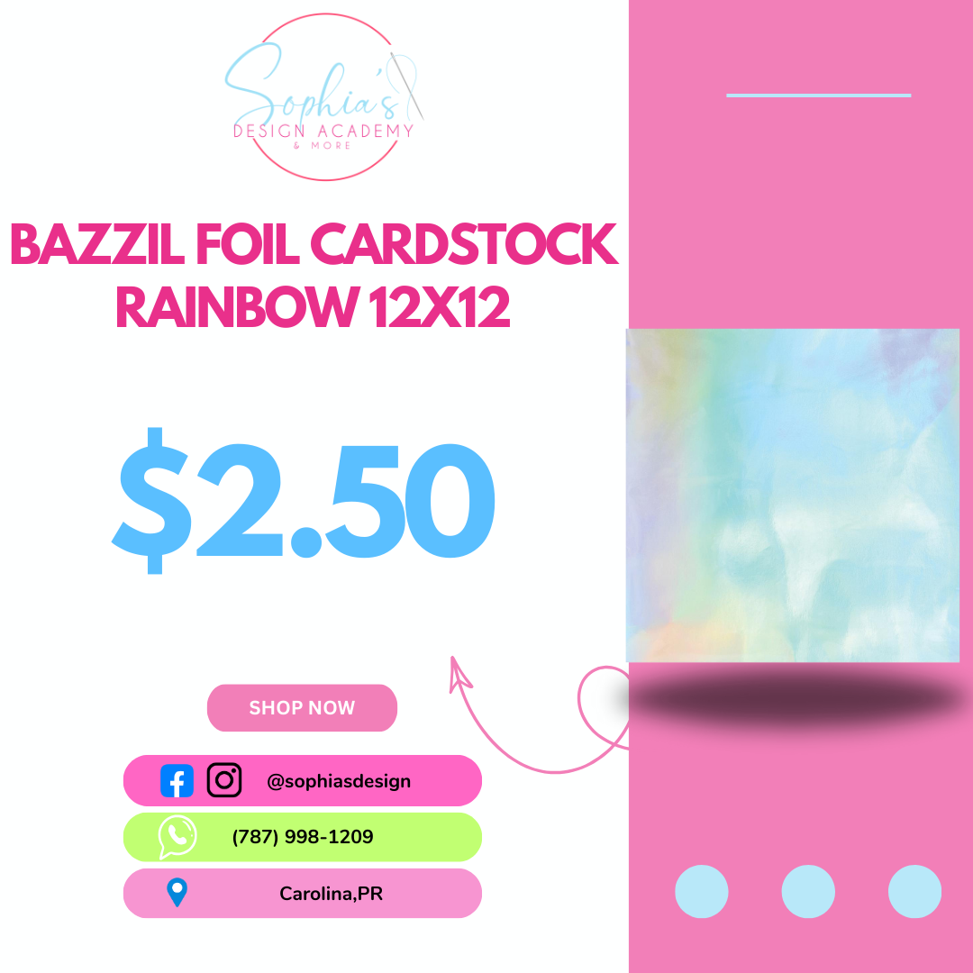 BAZZIL FOIL CARDSTOCK RAINBOW 12X12