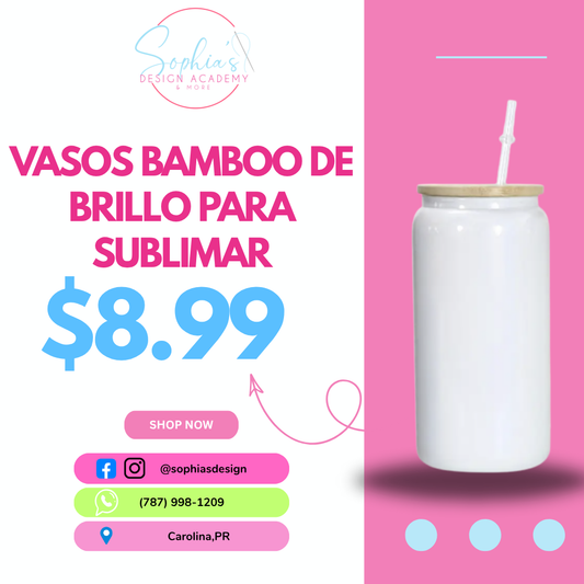 VASOS BAMBOO DE BRILLO PARA SUBLIMAR