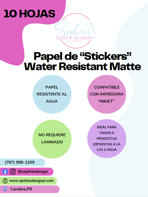 Papel sticker water resistant matte
