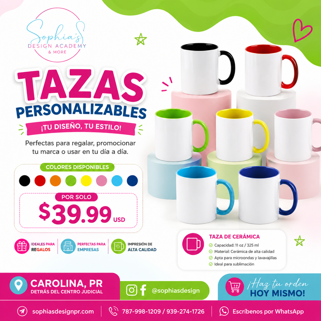 DOCENA TAZAS DE COLORES
