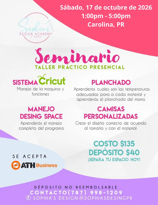 Taller Básico Cricut Práctico Presencial - Sábado 17 de octubre de 2026 (1:00 pm - 5:00 pm)