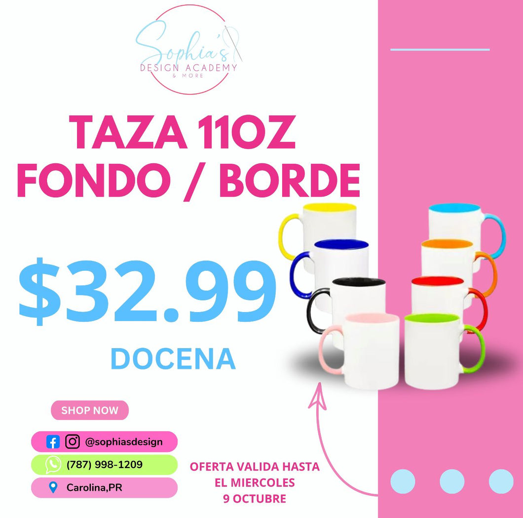 Oferta docena tazas 11oz fondo o doble