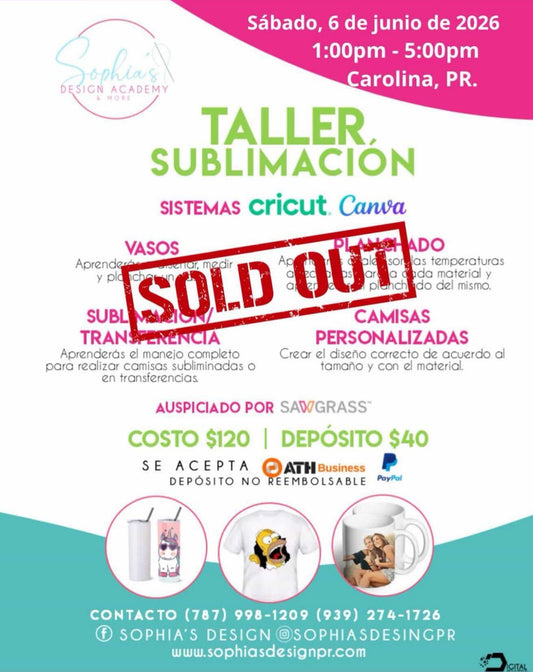 Taller Sublimación - Sabado 6 de junio de 2026 (1:00p.m. - 5:00p.m.)