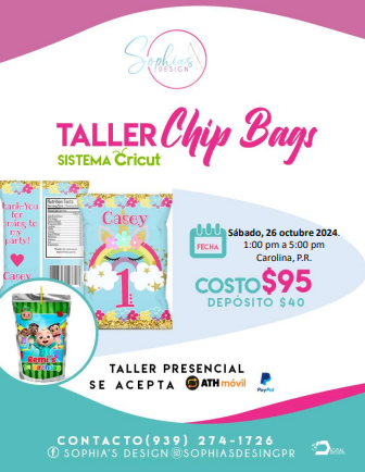 Taller Chips Bags Cricut - Sábado 26 de octubre de 2024 (1pm a 5pm)