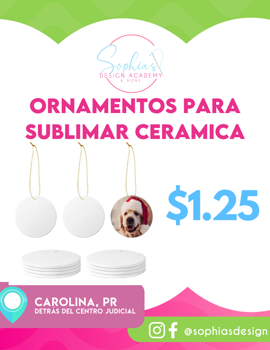 Ornamento Ceramica Sublimacion 3"