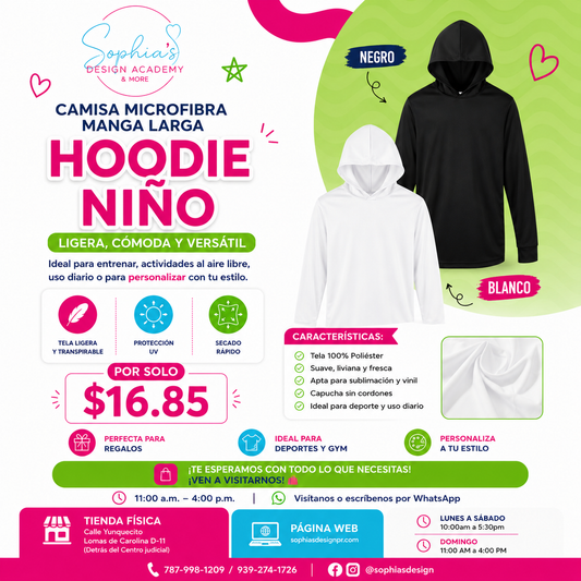 Camisa Microfibra manga larga HOODIE NIÑO
