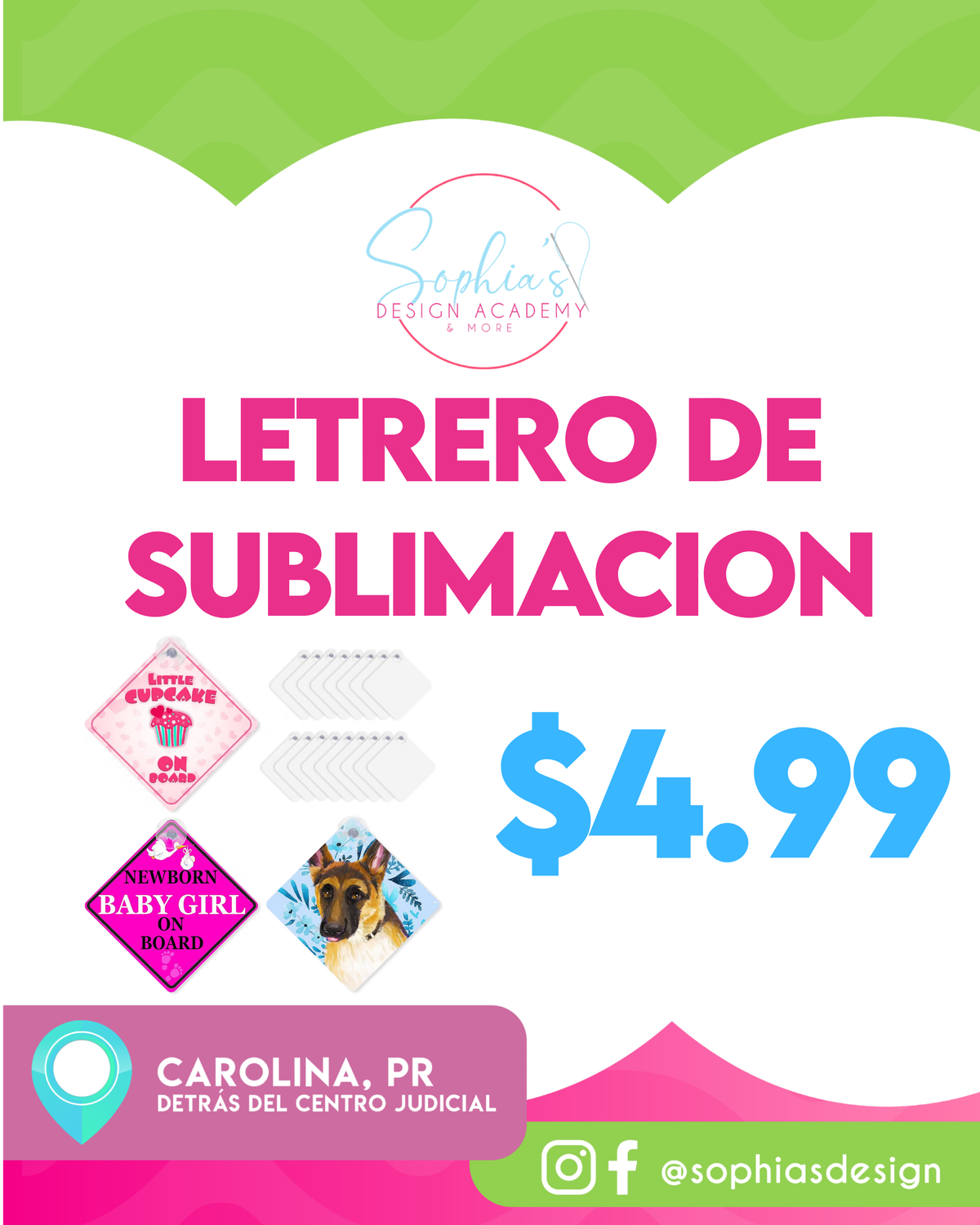 Letrero para carro con chupon