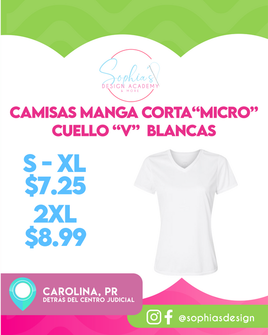 Microfibra - Manga Corta - V-Neck Dama (Camisa) - Blanca - Individual