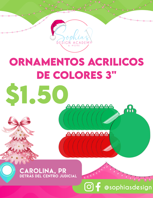 ORNAMENTO ACRILICO DE COLORES 3"