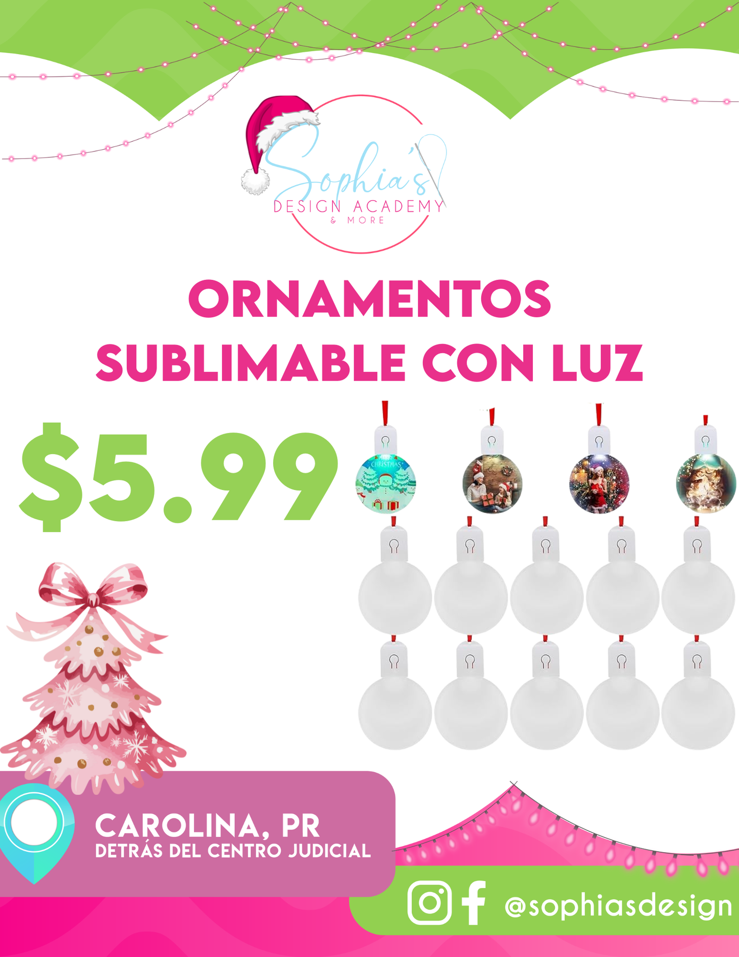 Ornamento sublimacion con luces