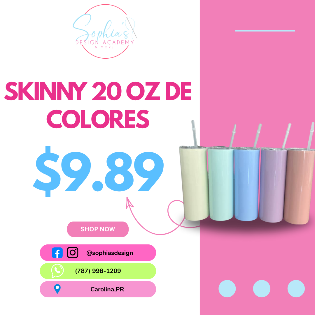Vasos Skinny de colores 20oz