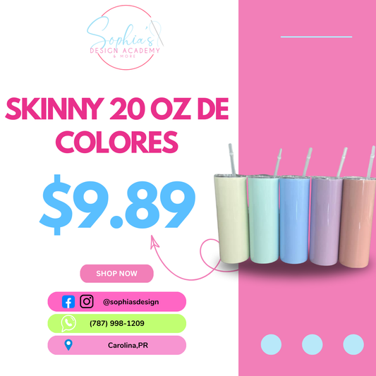 Vasos Skinny de colores 20oz