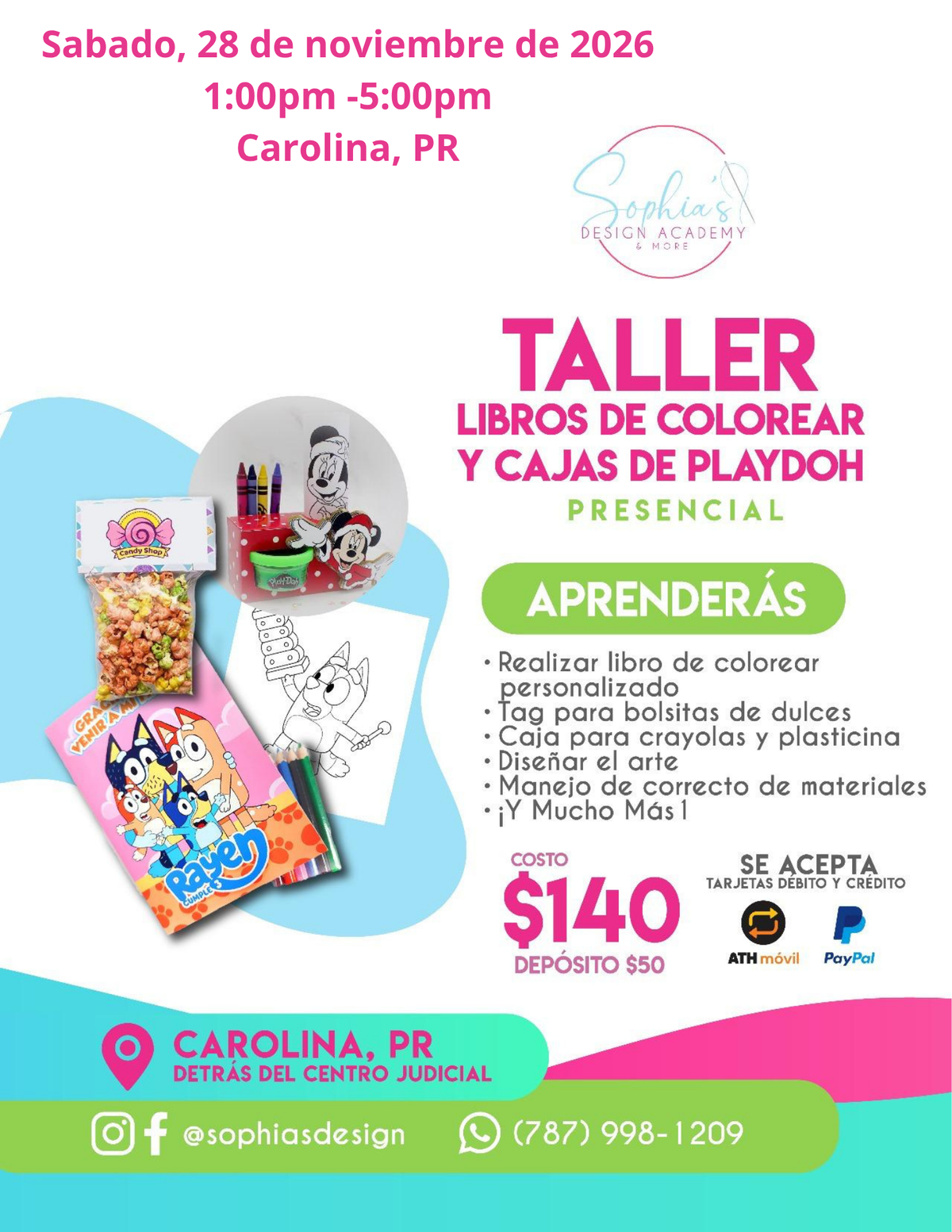 Taller Libros de Colorear y Cajas de Playdoh - Sábado 28 de noviembre de 2026 (1:00 pm a 5:00pm)