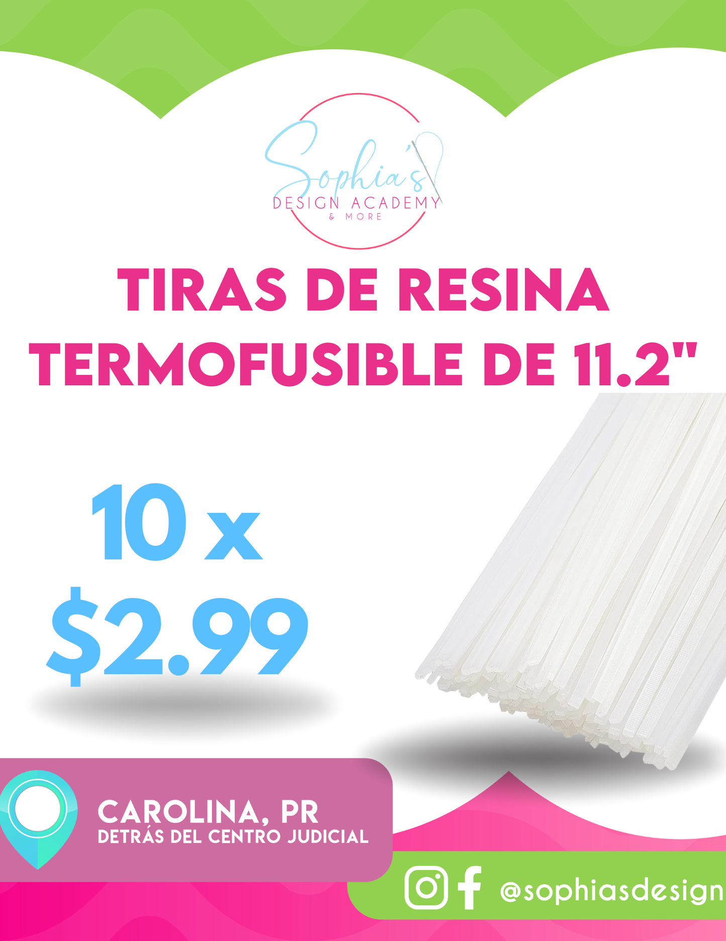 Tiras de resina termofusible de 11.2"