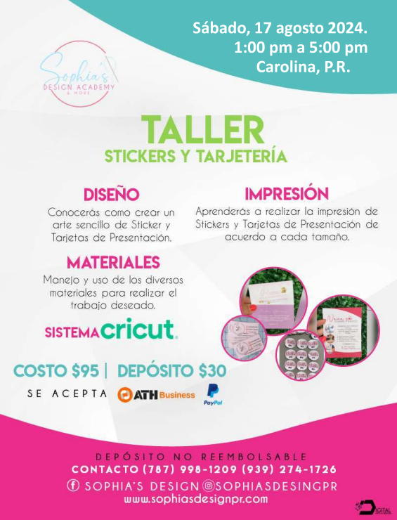 Taller Creación Stickers & Tarjeta de Presentación - Sábado 17 de agosto de 2024 (1:00 pm a 5:00 pm)